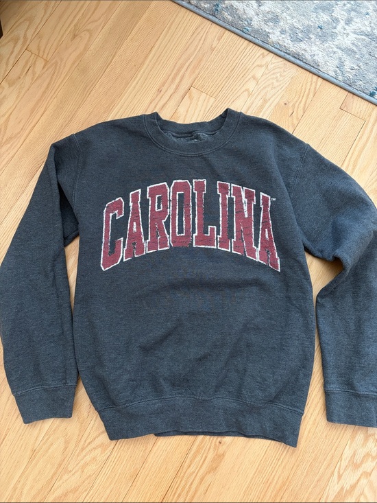 gameday couture Sweaters - Carolina Crewneck Sweatshirt in Charcoal with Maroon Chest Print